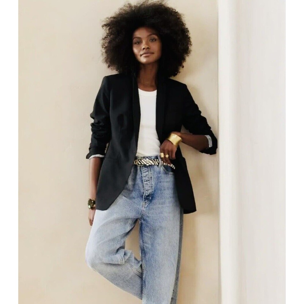 Banana Republic Blazer Womens Size 10 Long & Lean Dark Grey‎ Soft Single Button